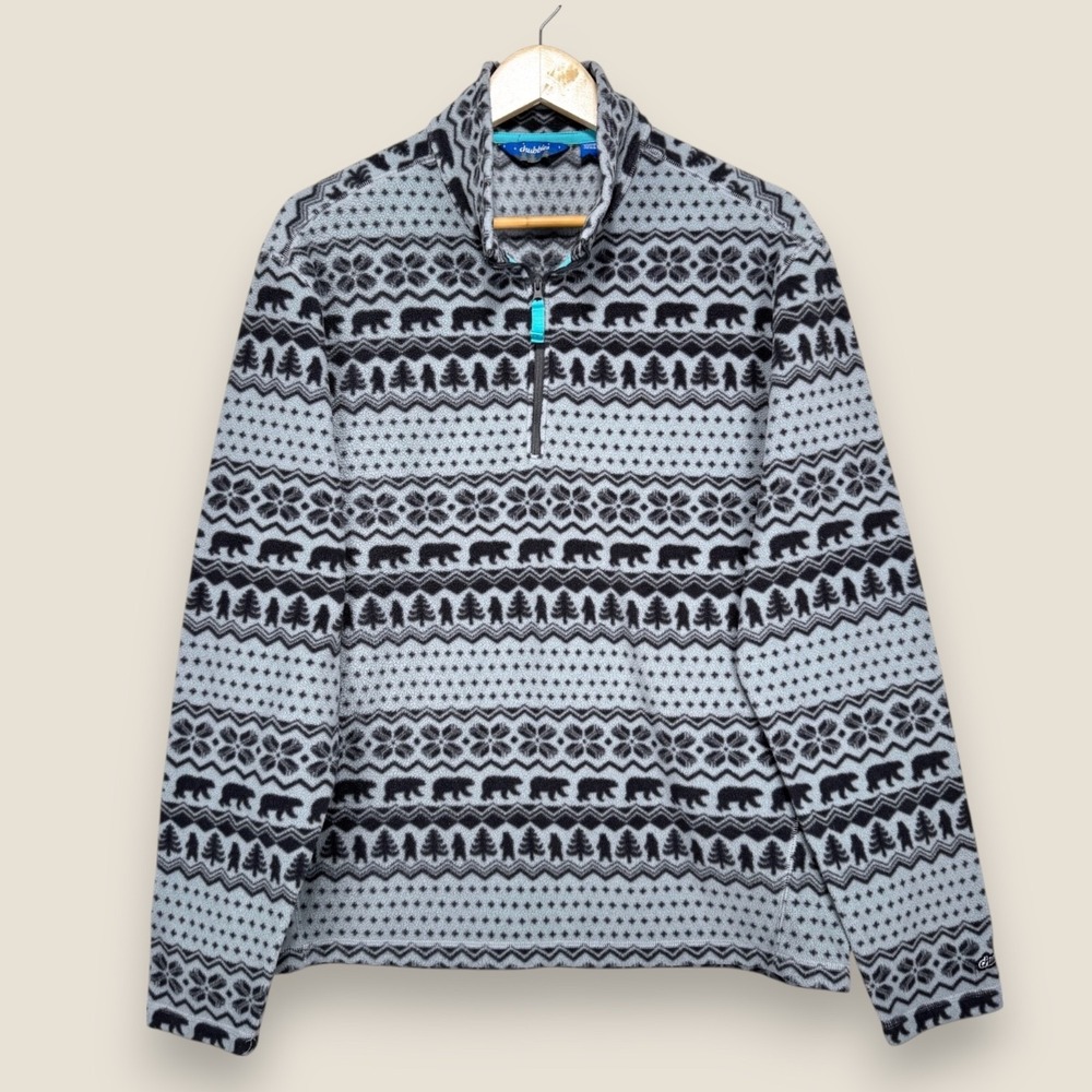 Chubbies Snowflake All Over Print Fleece Pullover Men Medium Gray Black Winter